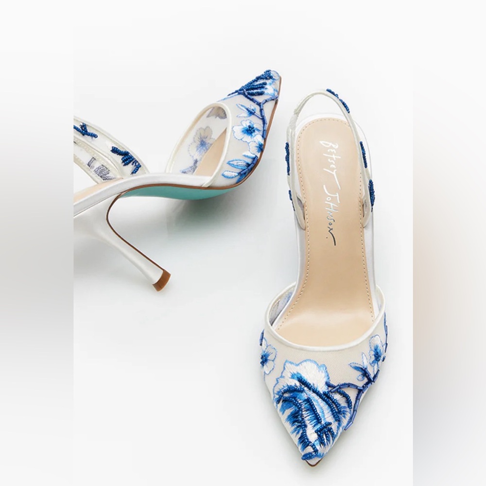 Betsey Johnson Patch Blue Floral Heels